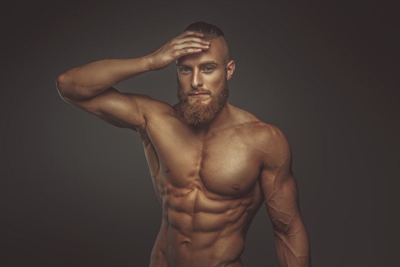  Muscular bearded man.